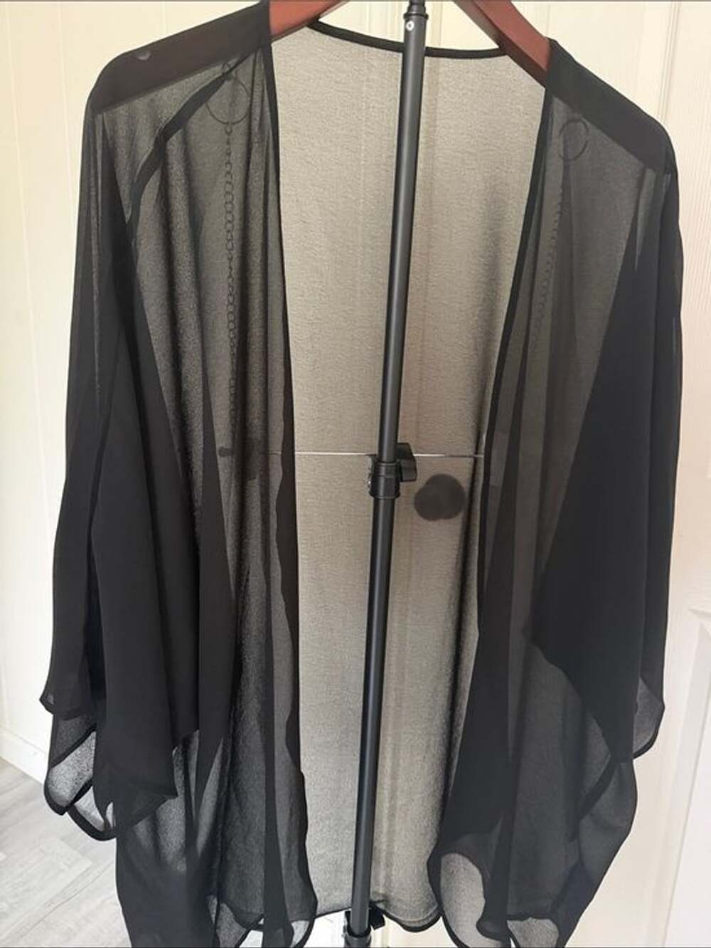 Sheer Black Chiffon Kimono Cardigan